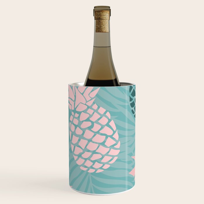 Summer, Pineapple Art, Pink, Turquoise, Teal Wine Chiller Gallery Image 3