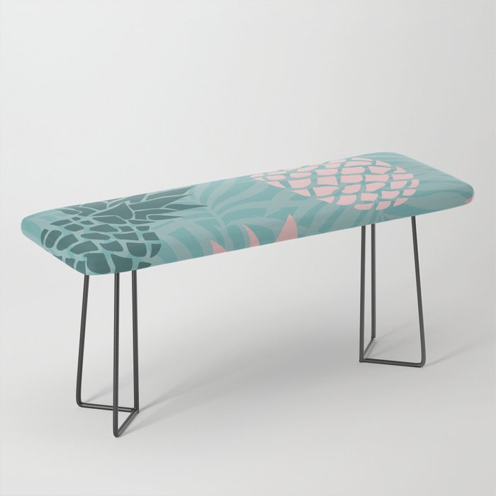 Summer, Pineapple Art, Pink, Turquoise, Teal Bench Gallery Image 1