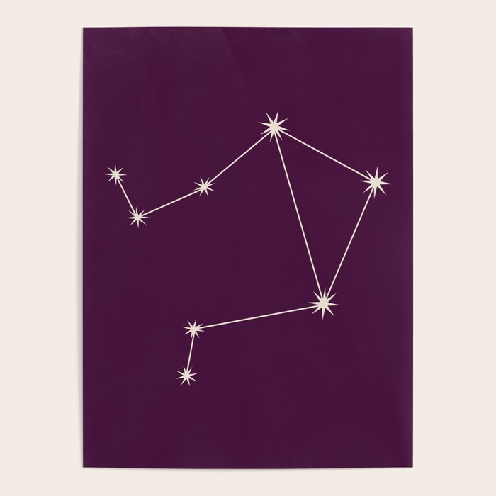 Libra Zodiac Star Constellation Line Art Plum Purple Poster Gallery Image 4