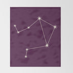 Libra Zodiac Star Constellation Line Art Plum Purple Throw Blanket Gallery Image 2