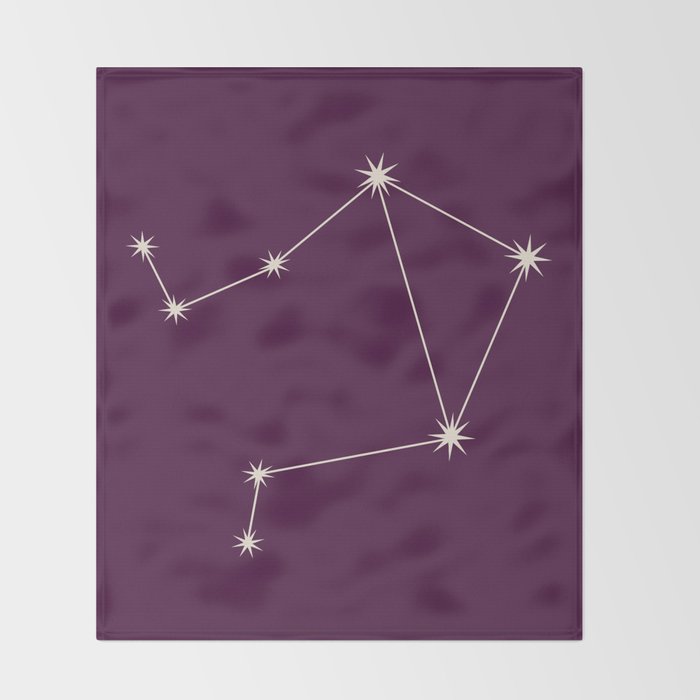 Libra Zodiac Star Constellation Line Art Plum Purple Throw Blanket Gallery Image 2
