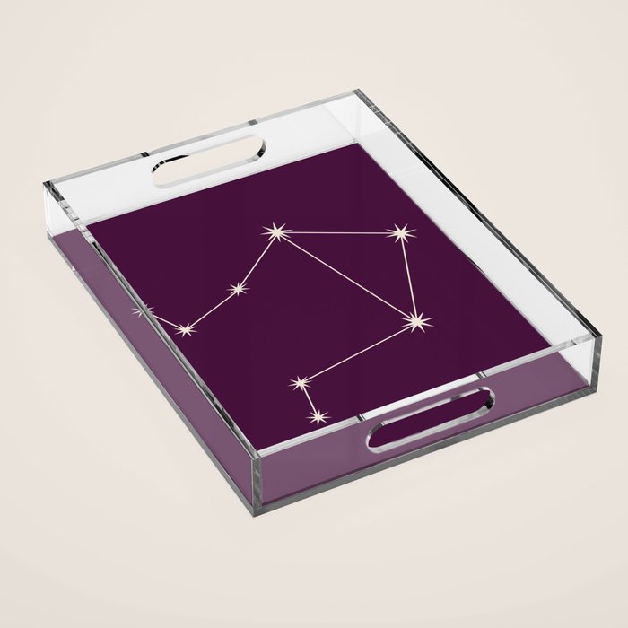 Libra Zodiac Star Constellation Line Art Plum Purple Acrylic Tray Gallery Image 1