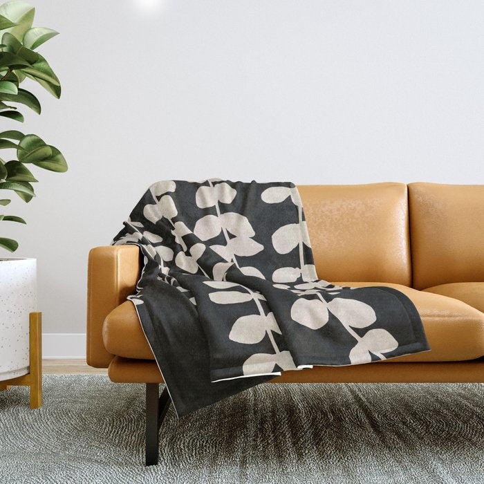 Minimal Abstract Leaves 17 Throw Blanket Gallery Image 1