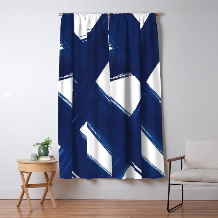 Indigo Abstract Brush Strokes | No. 3 Window Curtain Gallery Image 5