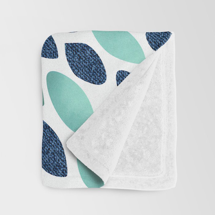 Flower Bloom, Aqua and Navy Throw Blanket Gallery Image 3