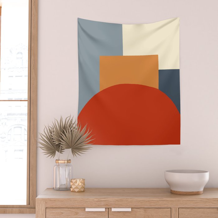 Bauhaus Reflection Number 1 - Navy Colors  Wall Tapestry Gallery Image 2