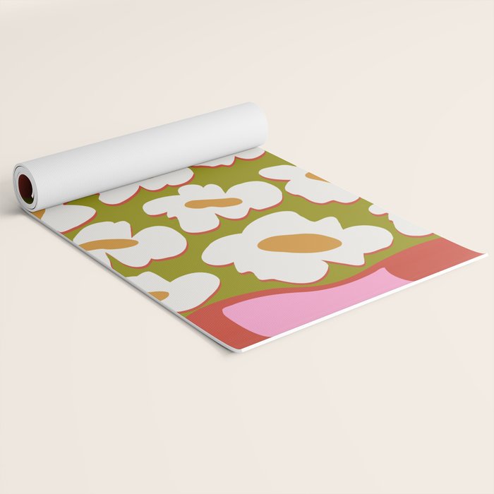 70's retro Bloom Yoga Mat Gallery Image 2