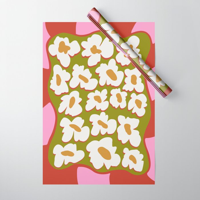 70's retro Bloom Wrapping Paper Gallery Image 1