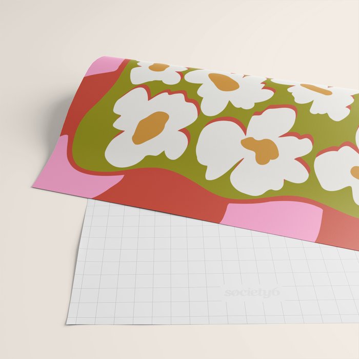 70's retro Bloom Wrapping Paper Gallery Image 2