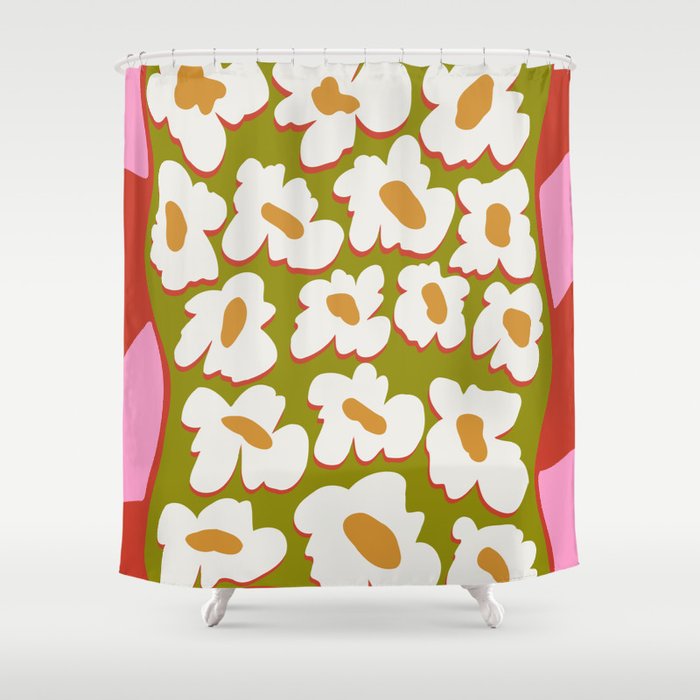 70's retro Bloom Shower Curtain Gallery Image 1
