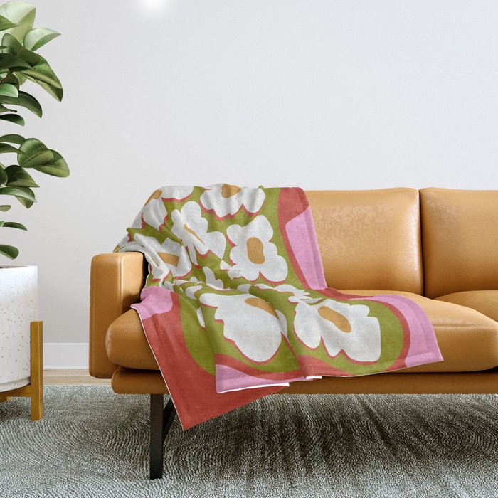 70's retro Bloom Throw Blanket Gallery Image 1
