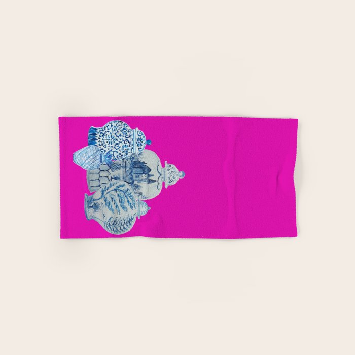 Hot Pink Blue and White Ginger Jars  Bath Towel Gallery Image 1