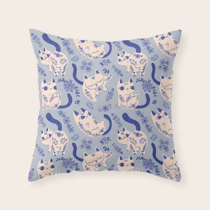Purrcelin Cats Throw Pillow Gallery Image 6