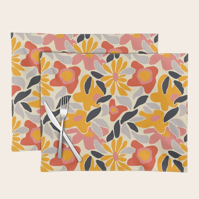 Abstract vintage flower art pattern Placemat Gallery Image 1