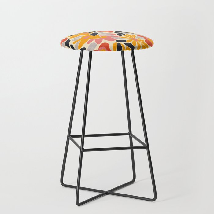 Abstract vintage flower art pattern Stool Gallery Image 1