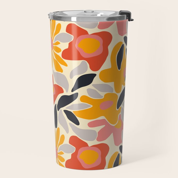 Abstract vintage flower art pattern Travel Mug Gallery Image 2