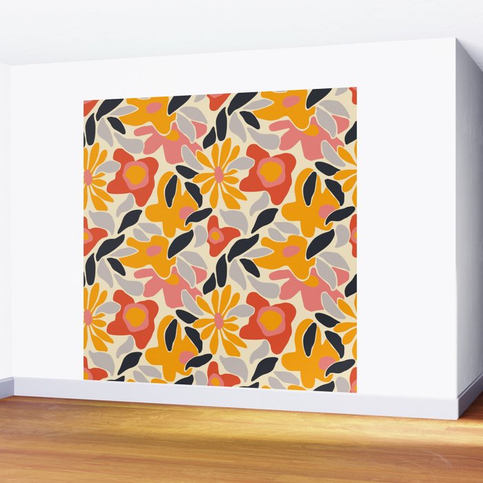 Abstract vintage flower art pattern Wall Mural Gallery Image 2
