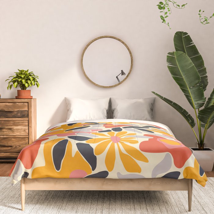 Abstract vintage flower art pattern Comforter Gallery Image 3
