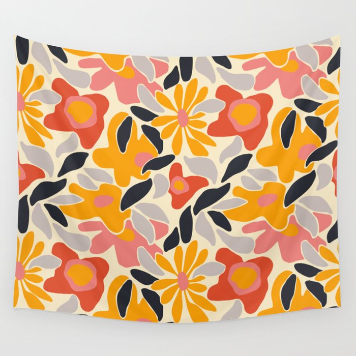 Abstract vintage flower art pattern Wall Tapestry Gallery Image 4