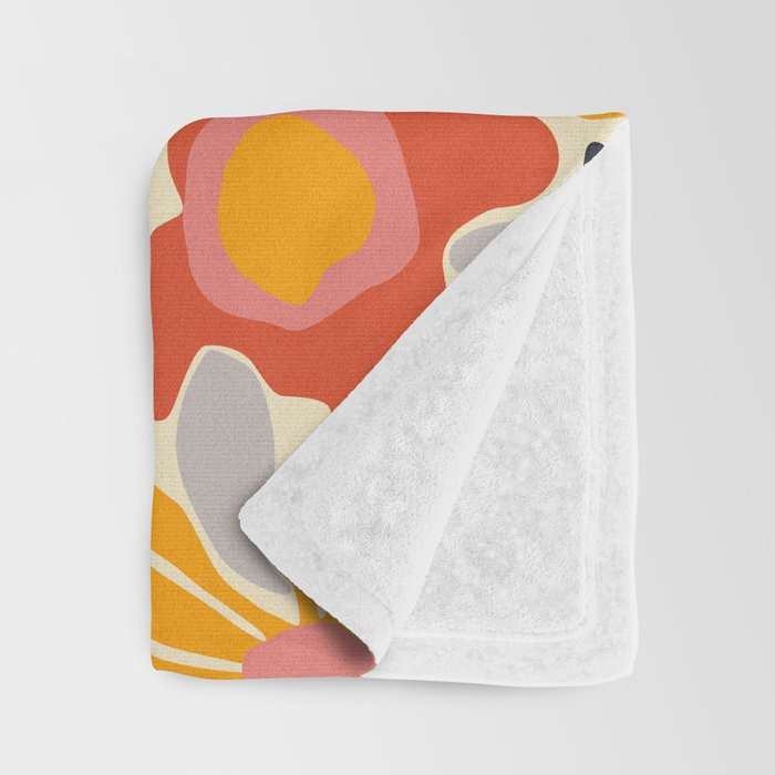 Abstract vintage flower art pattern Throw Blanket Gallery Image 3