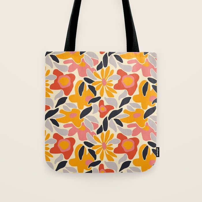 Abstract vintage flower art pattern Tote Bag Gallery Image 1