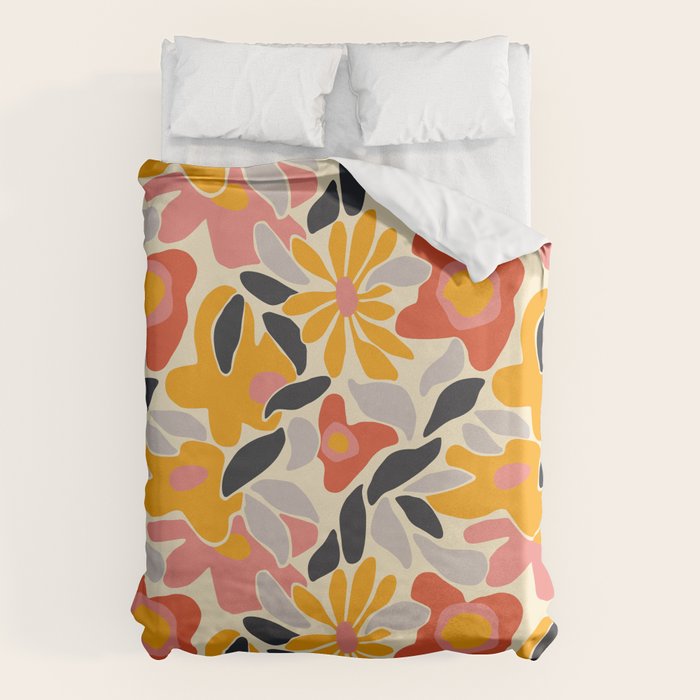 Abstract vintage flower art pattern Duvet Cover Gallery Image 1