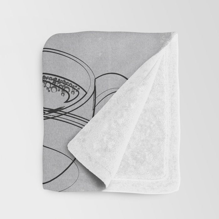 Minimalist Black And White Coffee Cups Throw Blanket Gallery Image 3