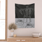 Minimalist Black And White Coffee Cups Wall Tapestry Gallery Image 2