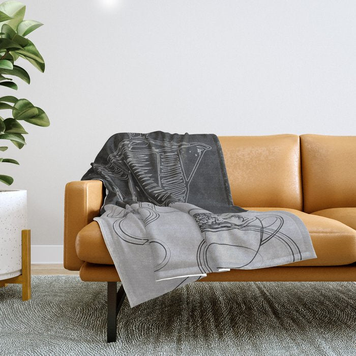 Minimalist Black And White Coffee Cups Throw Blanket Gallery Image 1