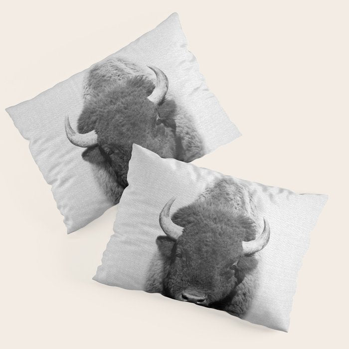 Buffalo - Black & White Pillow Sham Gallery Image 3