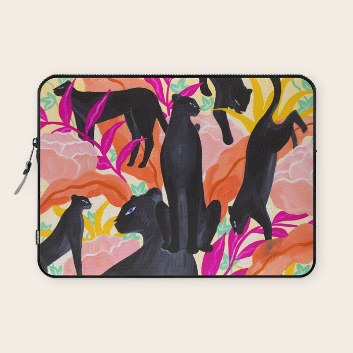 Black Panthers in Exotic Garden Laptop Sleeve Gallery Image 1