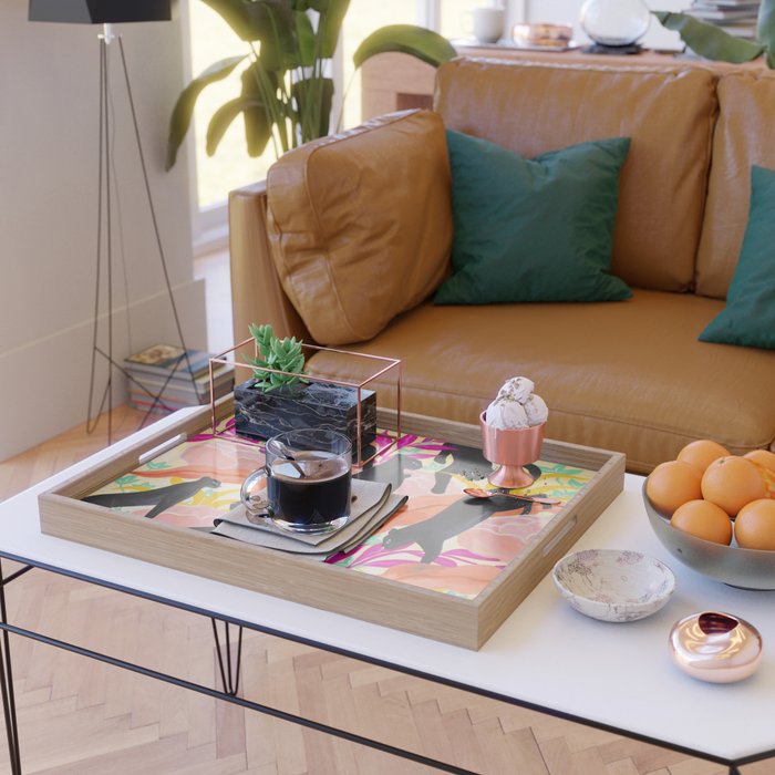 Black Panthers in Exotic Garden Serving Tray Gallery Image 2