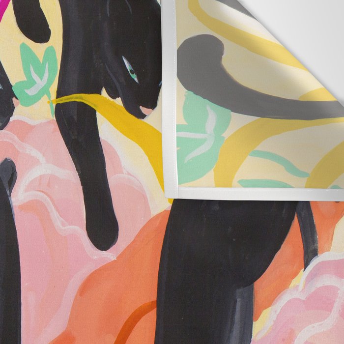 Black Panthers in Exotic Garden Wall Tapestry Gallery Image 3