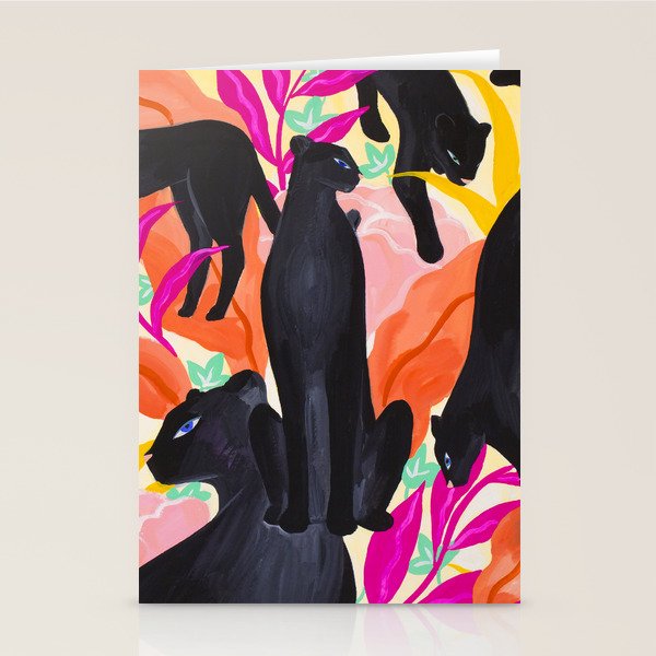 Black Panthers in Exotic Garden Stationery Card Gallery Image 2