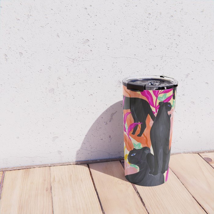 Black Panthers in Exotic Garden Travel Mug Gallery Image 4