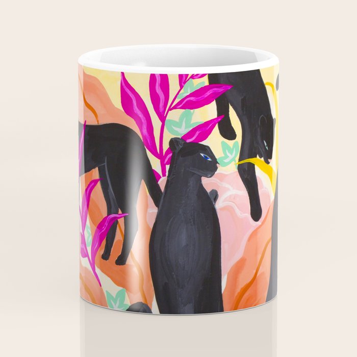 Black Panthers in Exotic Garden Coffee Mug Gallery Image 4