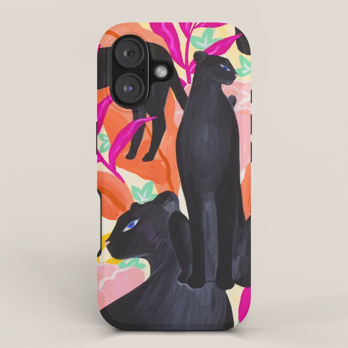 Black Panthers in Exotic Garden iPhone Case Gallery Image 1
