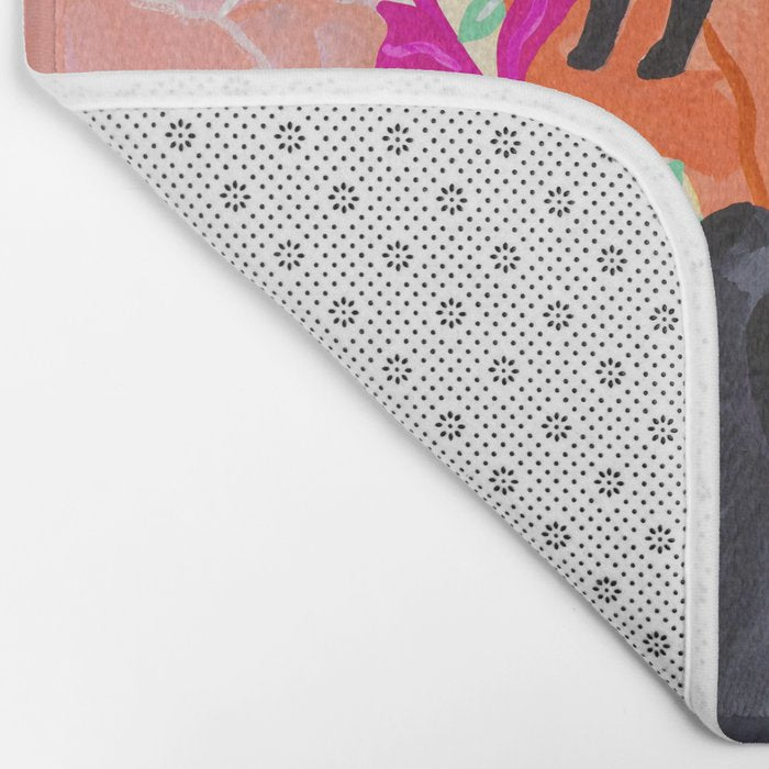 Black Panthers in Exotic Garden Bath Mat Gallery Image 2