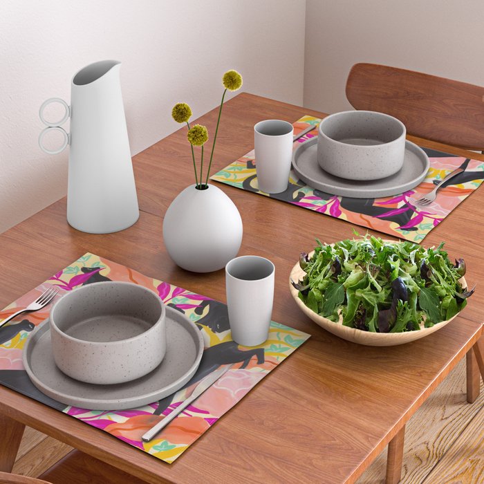 Black Panthers in Exotic Garden Placemat Gallery Image 2