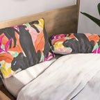 Black Panthers in Exotic Garden Pillow Sham Gallery Image 2