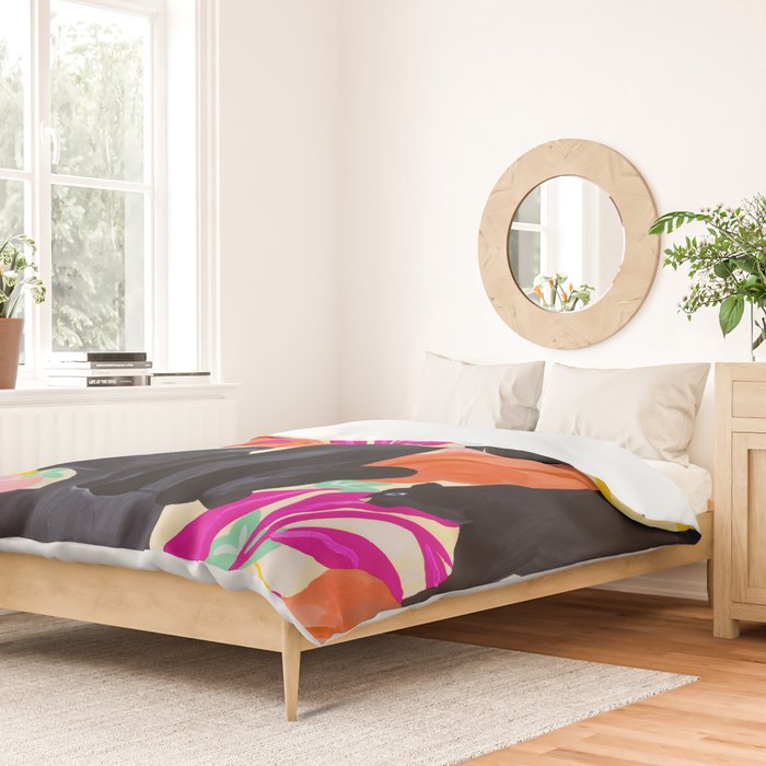 Black Panthers in Exotic Garden Duvet Cover Gallery Image 2