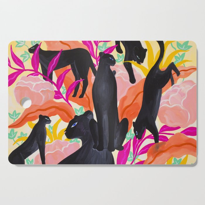 Black Panthers in Exotic Garden Cutting Board Gallery Image 1