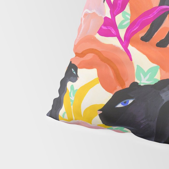 Black Panthers in Exotic Garden Pillow Sham Gallery Image 4