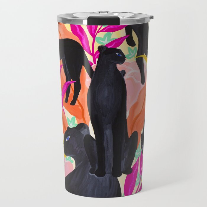 Black Panthers in Exotic Garden Travel Mug Gallery Image 1