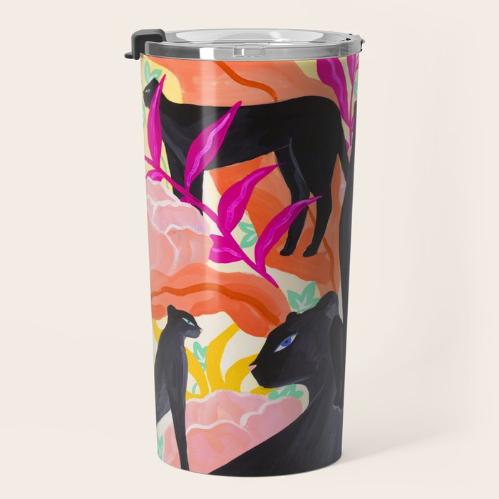 Black Panthers in Exotic Garden Travel Mug Gallery Image 3