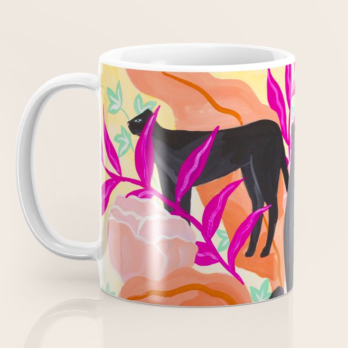 Black Panthers in Exotic Garden Coffee Mug Gallery Image 3