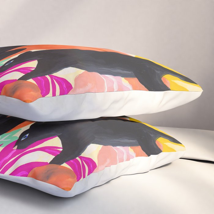 Black Panthers in Exotic Garden Pillow Sham Gallery Image 3