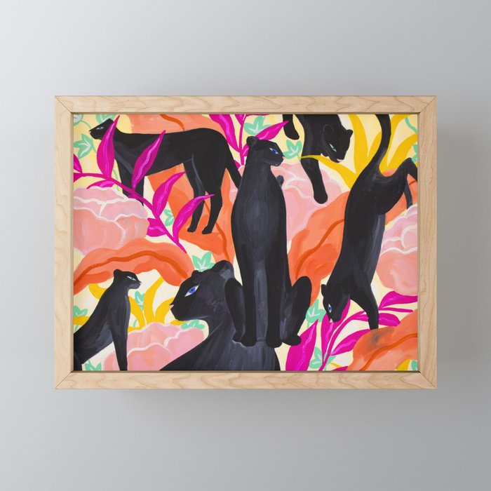 Black Panthers in Exotic Garden Mini Art Print Gallery Image 1
