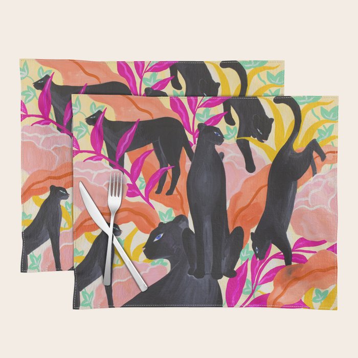 Black Panthers in Exotic Garden Placemat Gallery Image 1