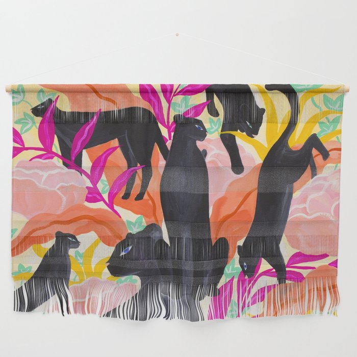 Black Panthers in Exotic Garden Wall Hanging Gallery Image 1